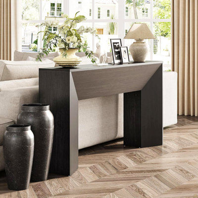 Console extra longue 63 po - Canapé de ferme moderne derrière le canapé, table d'entrée en bois noir pour le couloir et le salon, assemblage facile