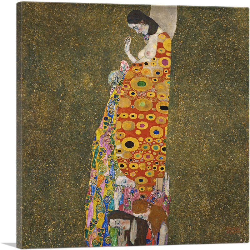 «Hope II 1907» par Gustav Klimt, reproduction d'art sur toile tendue, H 12 po x l 12 po x P 0,75 po
