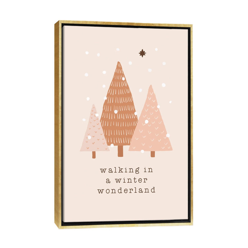 «Walking in a Winter Wonderland» par Orara Studio - reproduction d'art, H 60 po x l 40po x P 1,5 po, Toile encadrée d'or