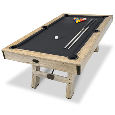 GoSports 7 ft Pool Table with Rustic Wood Finish - Modern Billiards Table - Accessories Included