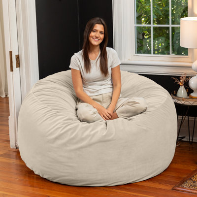  5 Foot Saxx - Large Round Bean Bag Chair For Adults - Lush Velvet Green