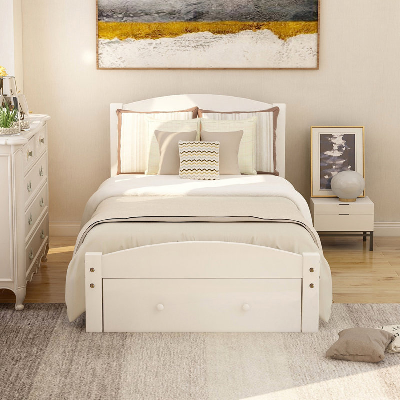 Granita Platform Storage Bed, White