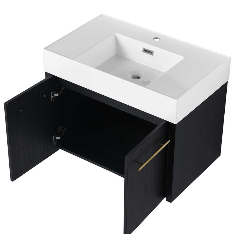 Meuble-lavabo mural moderne avec meuble-lavabo en résine à rebords épais