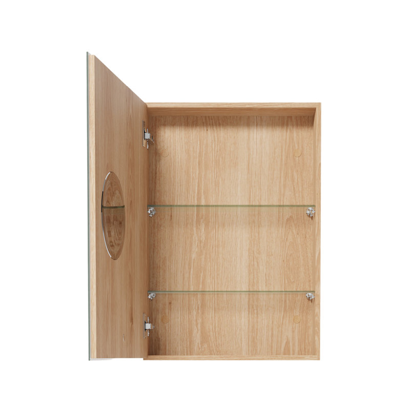 17'' W Mirrored Medicine Cabinet, Natural Oak