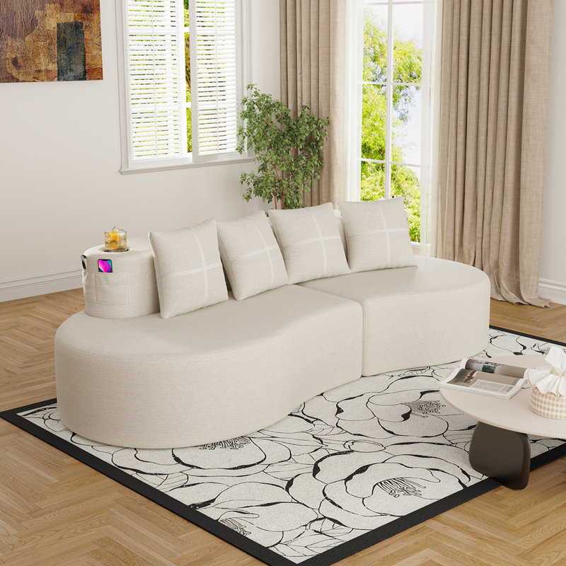 Canapé modulaire incurvé moderne 3 places, Beige