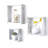 Set Of 3 Square Rustic White Wash Wood Open Box Shelve