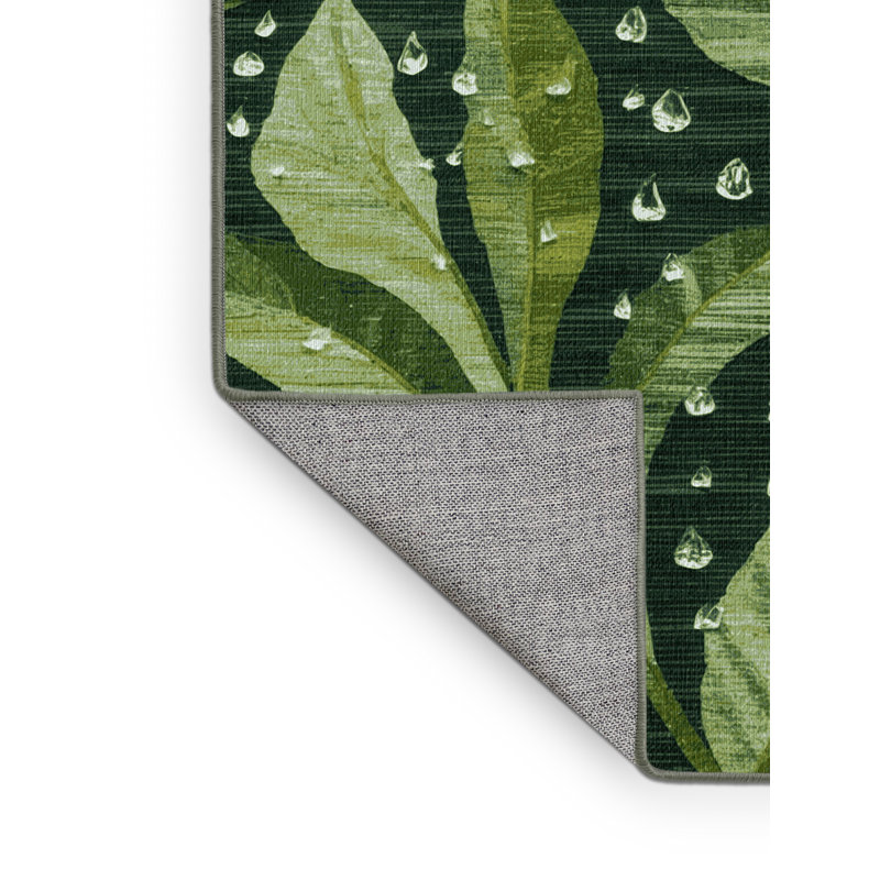 Machine Washable Nature Green Area Rug, Square 8'