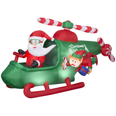 Animated Christmas Inflatable Santa in Helicopter