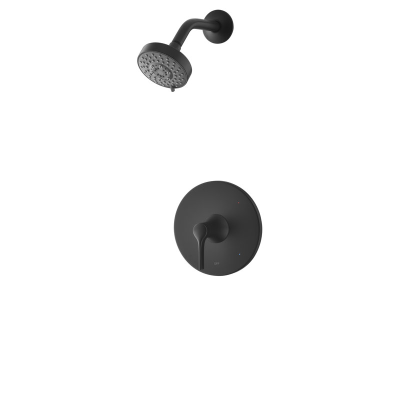 Nita Collection Shower Trim Only: 4" Round Shower Head, Single Handle Set & Rough-in Valve Included - Matte Black