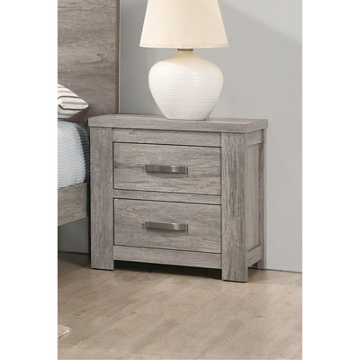 2 Table de chevet pour la chambre à coucher, table de chevet pour appareil rustique gris, table de chevet rustique