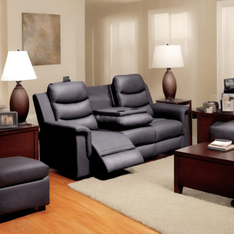 Housse de canapé inclinable extensible 3 places avec console centrale, similicuir durable pour la vie moderne
