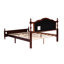 Grand lit avec tête de lit tapissier luxueuse et bois de pin cerise