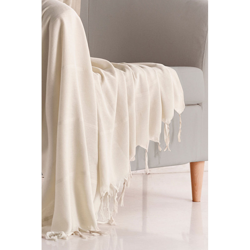Jeté 100% coton Sky, L 75 po x L 102 po, Beige