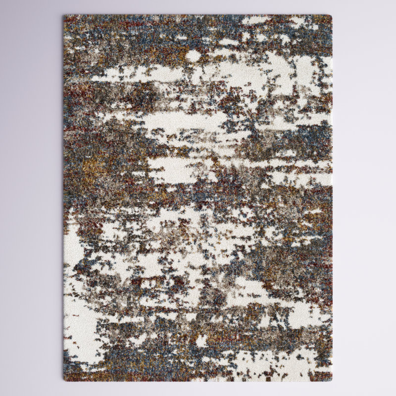 Tapis bleu marine / brun Maestas, Rectangle 6 pi 7 po x 9 pi, Brown/Red/Blue