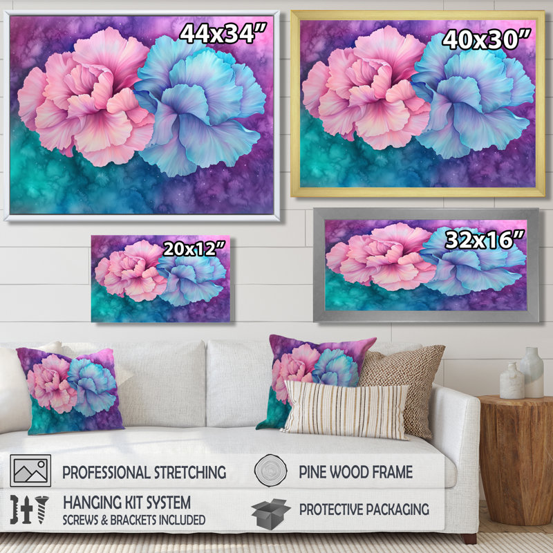 Harmony of Carnation Flower III - œillets, art mural, H 34 po x l 44 po, Reproduction encadrée d'une seule photo sans pass