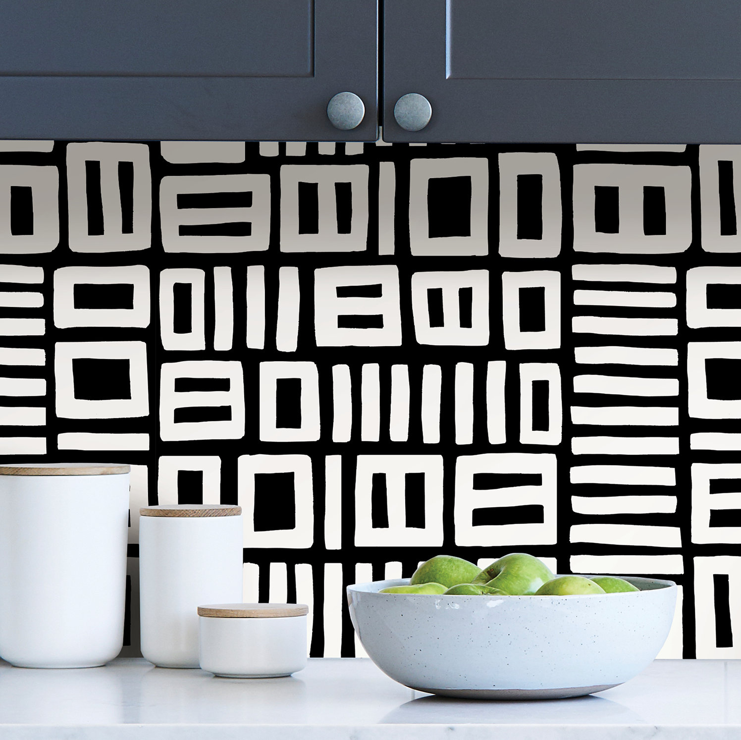 Ellie Peel & Stick Geometric Wallpaper, Black/White