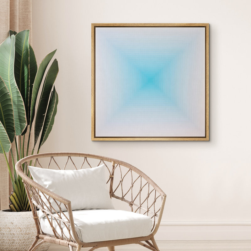 «Minimal Gradient Geometric Square Blue Tones Contemporary Abstract Decor», reproduction encadrée sur toile, art mural