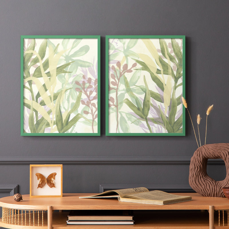 Dreamy Tropical Leaves I-Premium Framed Print -Ready to Hang - No Nails Required - No Nails Required, 29" H x 46" W, Grey