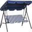 Balancelle d'extérieur bleu foncé 3. Coussin amovible. Cadre en acier. Auvent réglable pour le bord de la piscine. Support de dos confortable. Capacité de 440 lb. 69,1 po x 44,41 po, 59,75 po. Assemblage requis