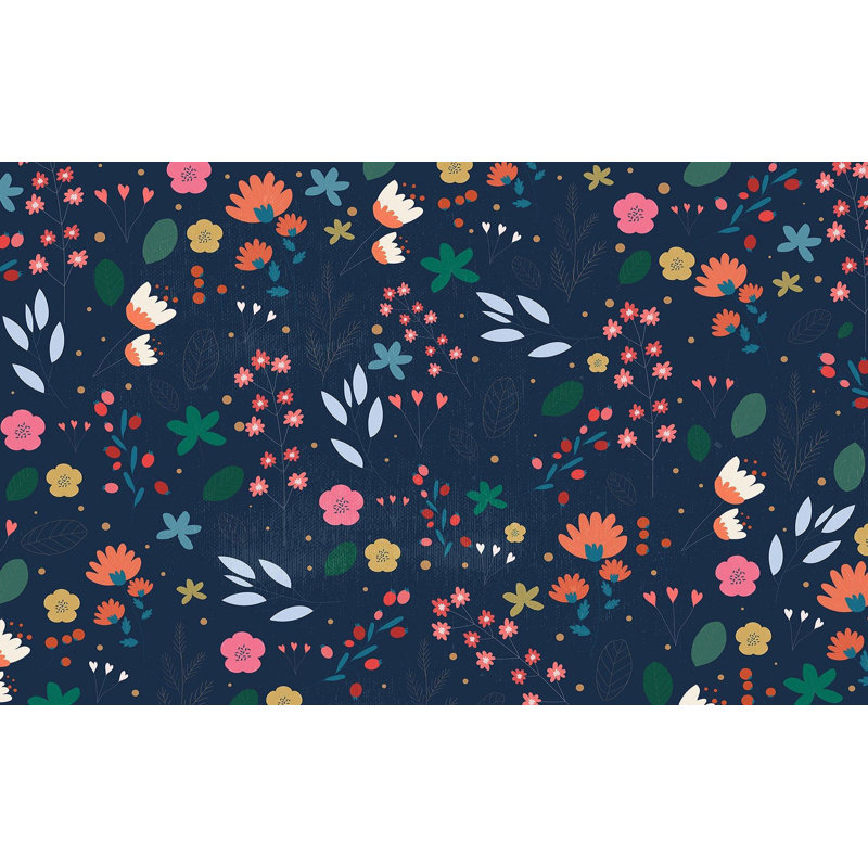 Papier peint de qualité supérieure - Motif floral foncé, L 96 po x l 120 po