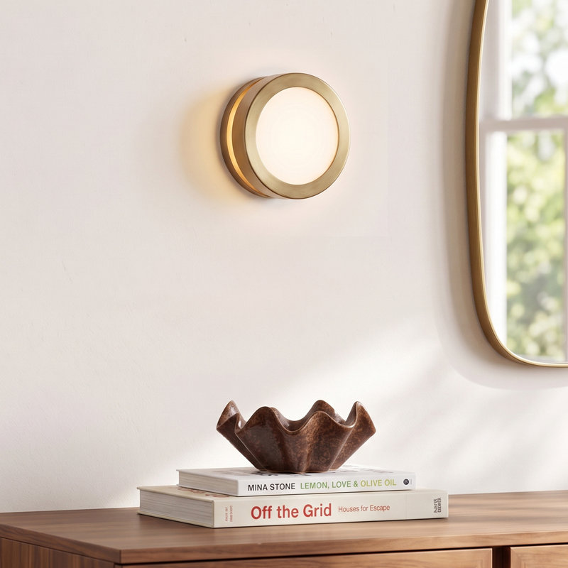 Putnam Flush Mounted Sconce, Heritage Brass