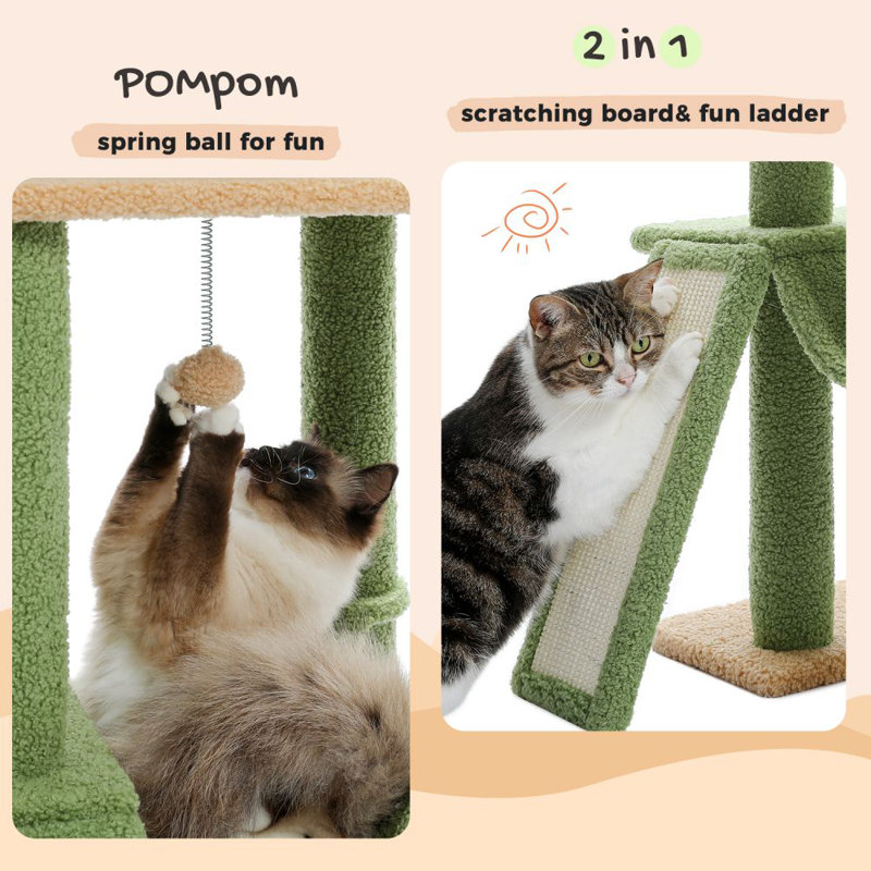Dylann 112'' Hight Cat Tree Floor to Ceiling Cat Tower with Adjustable Height(85-112 Inches), 7 Tiers Climbing Activity Centre with Cozy Hammocks, 5 Platforms and Scratching Posts for Indoor Cats