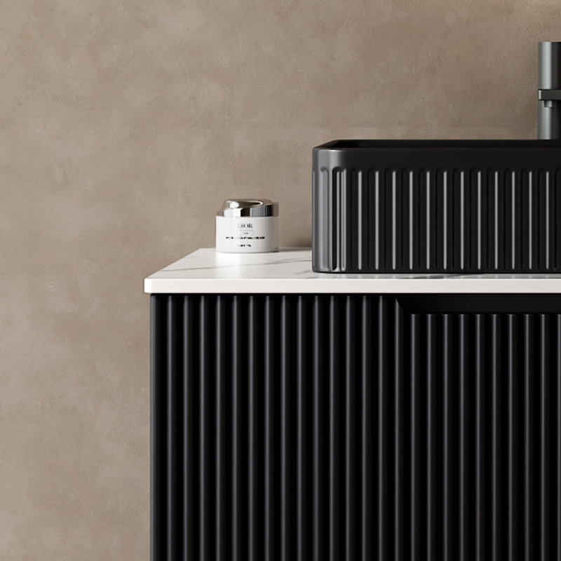 Lavabo de salle de bain rectangulaire en céramique noire 20 po sans robinet, bords courbés, matériau de haute qualité, lavabo mat sans piscine pour salle de bain, robinet ou armoire, surface facile à nettoyer, bon