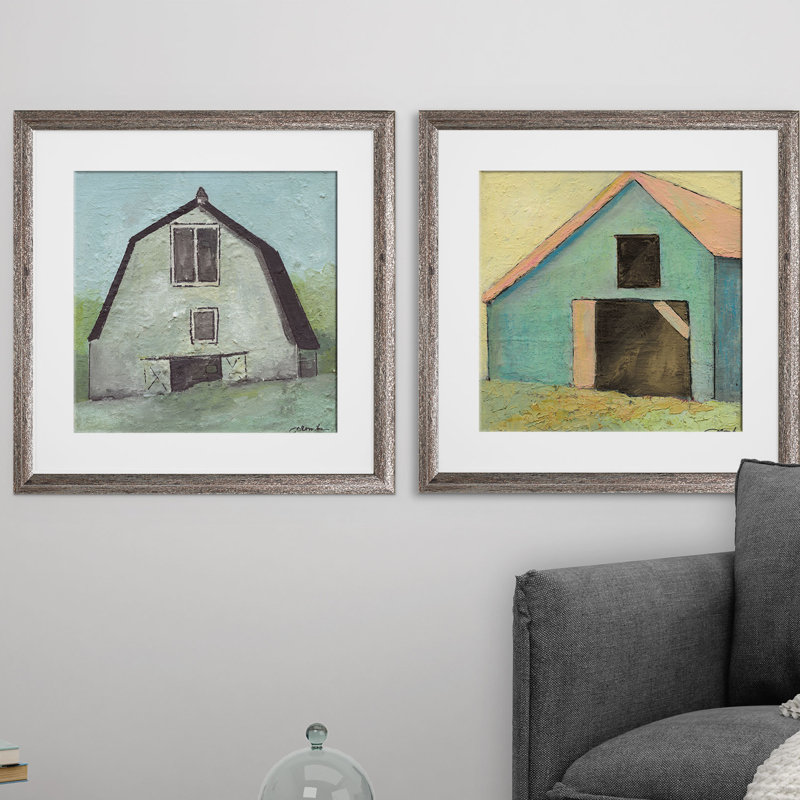 " Barns II " 2 - Pieces, Brown Framed