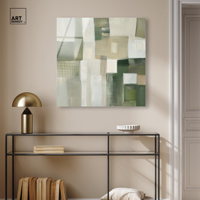 Décoration murale moderne en acrylique Pale Jade Green II par Art Remedy, prête à être accrochée, H 30 po x l 30 po