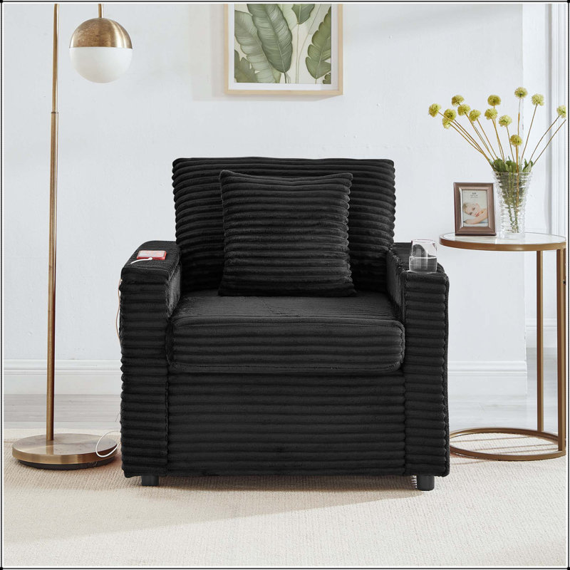 Canapé avec repose-pieds Fluffy, Black