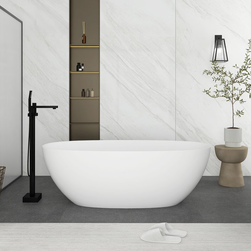 Baignoire de trempage autoportante 65 po. X 29,5 po. 65 po., Blanc