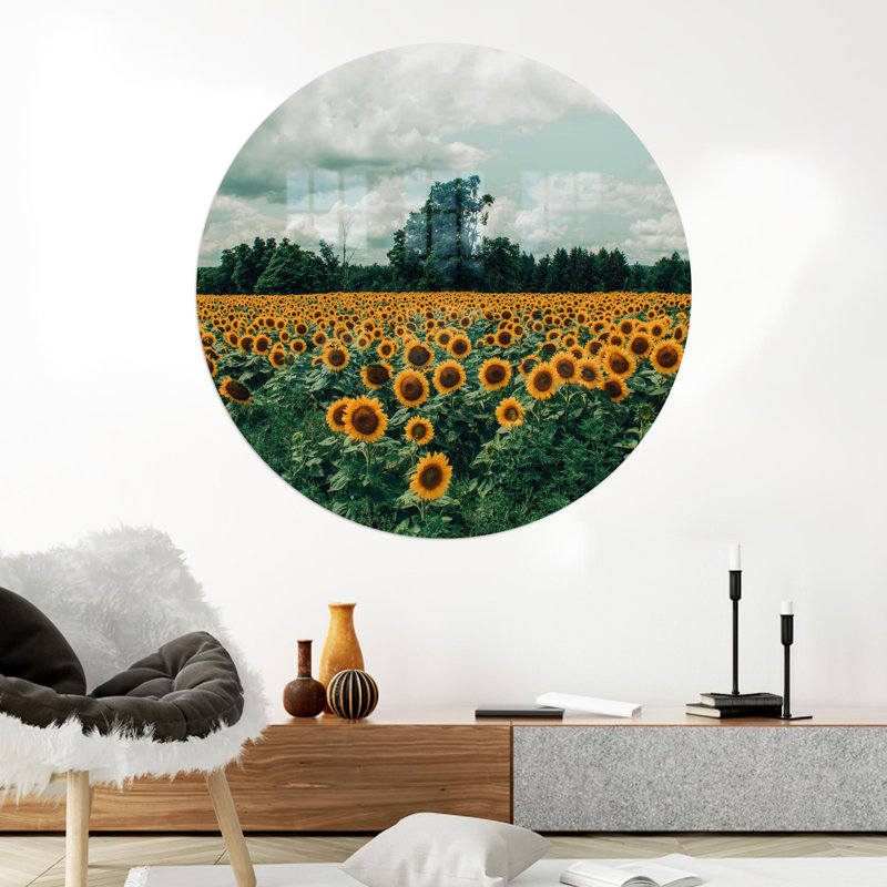 Tournesol champêtre, œuvre d'art sur verre, cadeau idéal, H 11,8 po x l 11,8 po