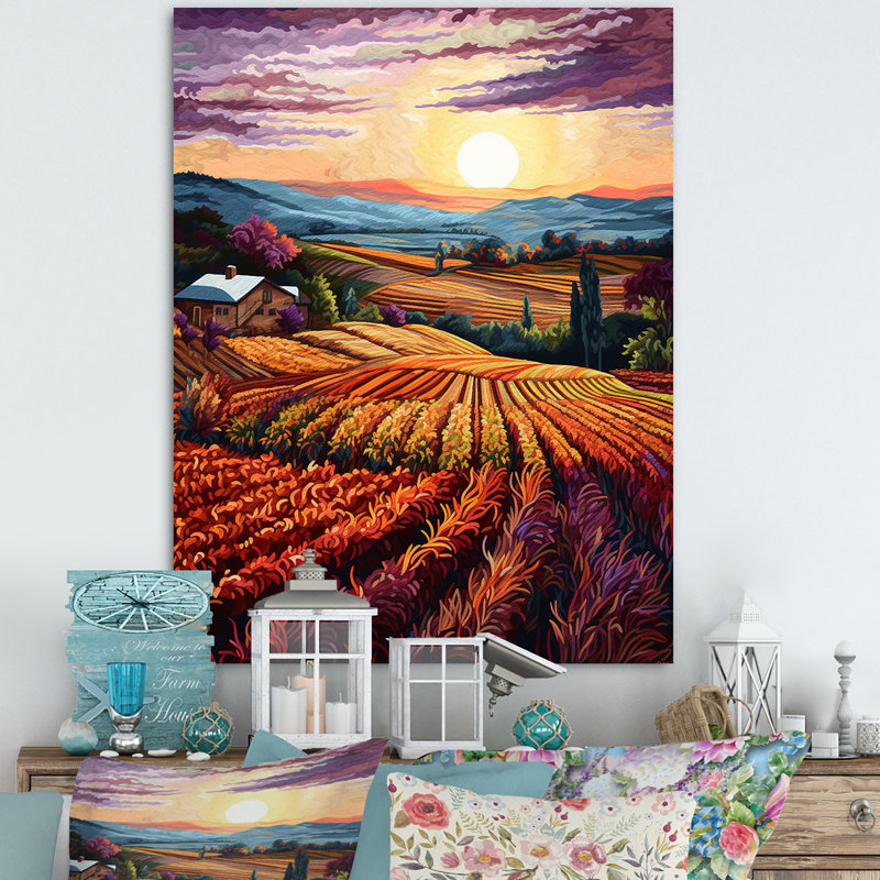 «Vineyard Sunset II», reproduction sur toile, Toile tendue, H 44 po x l 34 po x P 1,5 po