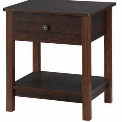 HOMCOM End Table With Drawer, Side Table With Top And Bottom Shelf  Small Spaces,