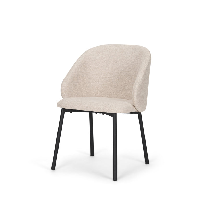 Chaise de salle à manger Jimmaron avec tissu gris et métal noir mat, Polyester / mélange de polyester / avoine en nylo