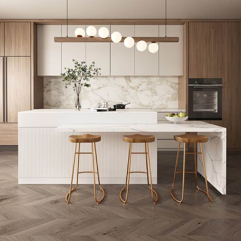 Îlot de cuisine de 81 à 106 po avec armoire de rangement, plateau en bois d'ingénierie orienté vers la droite
