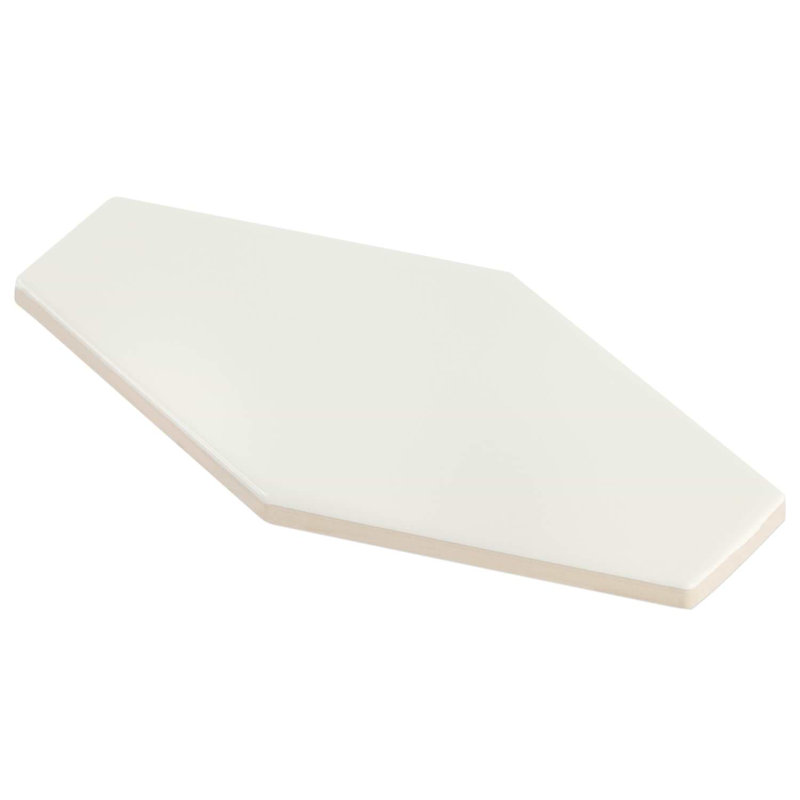 Manchester 4x8 Hexagon Glossy Ceramic Tile, Vanilla Off White