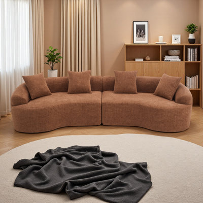 Canapé modulaire incurvé à pleine compression incurvé, canapé modulaire 30D pour appartement et salon, L 110 lb, fermeté 60 avec 4 coussins