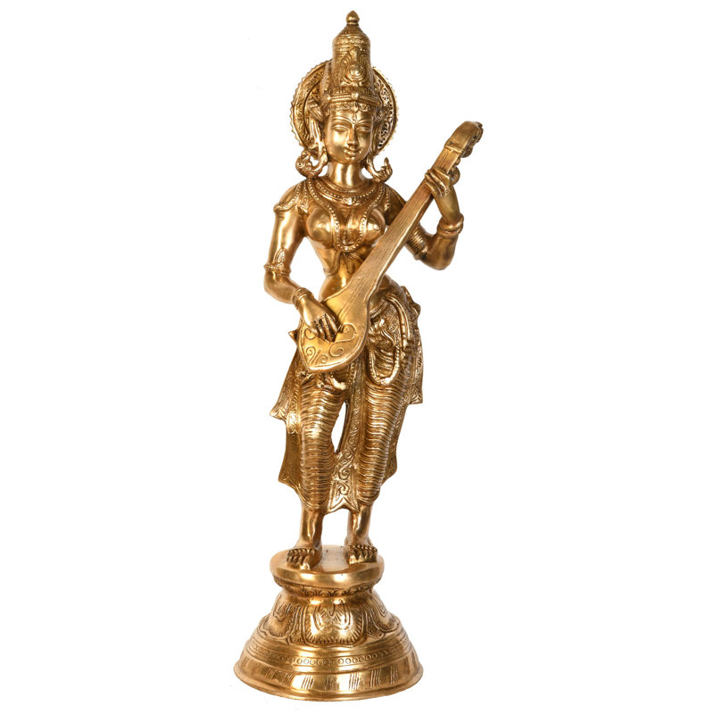 Déesse Saraswati jouant sur Veena (grande taille)