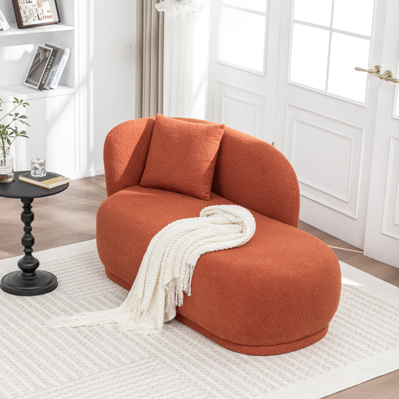 Chaise longue rembourrée en fausse fourrure, Orange