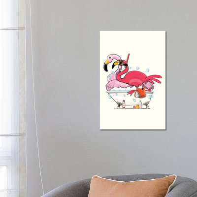 Flamingo In The Bath by WyattDesign - Gallery-Wrapped Canvas Giclée on Canvas