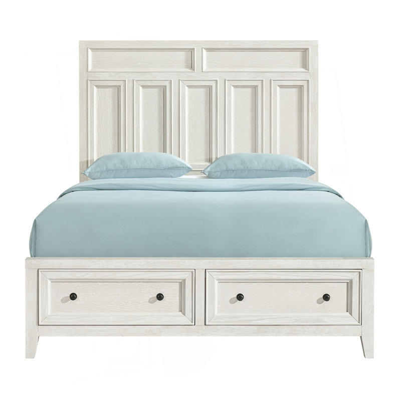 Grand lit avec rangement Gypse, Blanc
