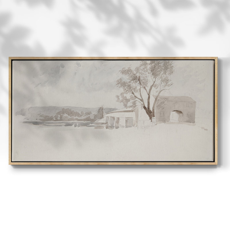 Série abstraite - CMIX - Toile tendue avec châssis encadré - Prêt à être accroché, Naturel, H 17 po x l 33 po
