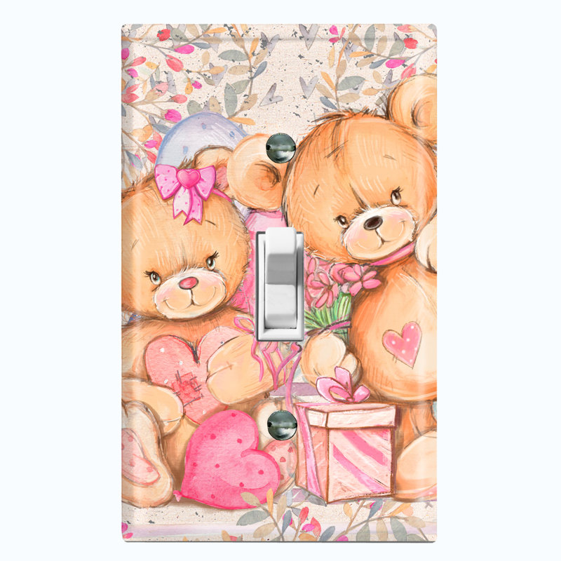 Plaque murale interrupteur à bascule Teddy Bears Birthday Love Hearts