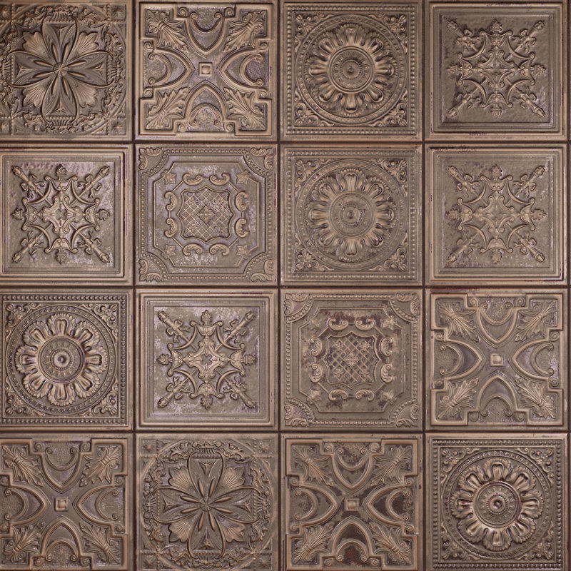 Fitz 8" x 8" Ceramic Patterned Wall Tile, Brown