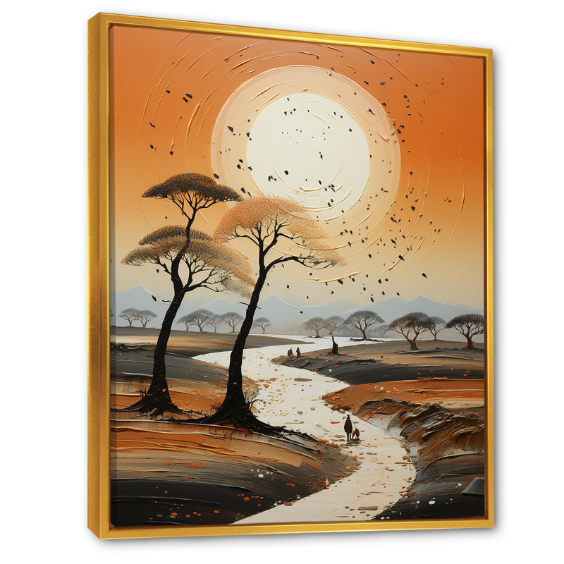 Baobab, scène surréaliste III - Baobab, impression d'art mural, Cadre flottant doré, H 40 po x l 30 po