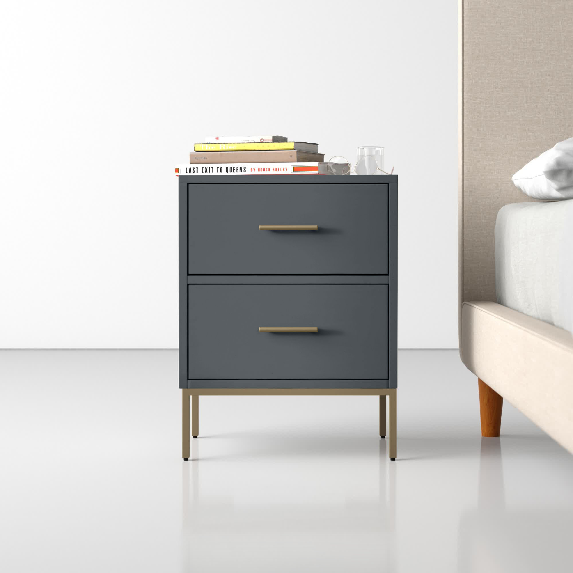 Marino 2 - Drawer Nightstand, Slate Gray