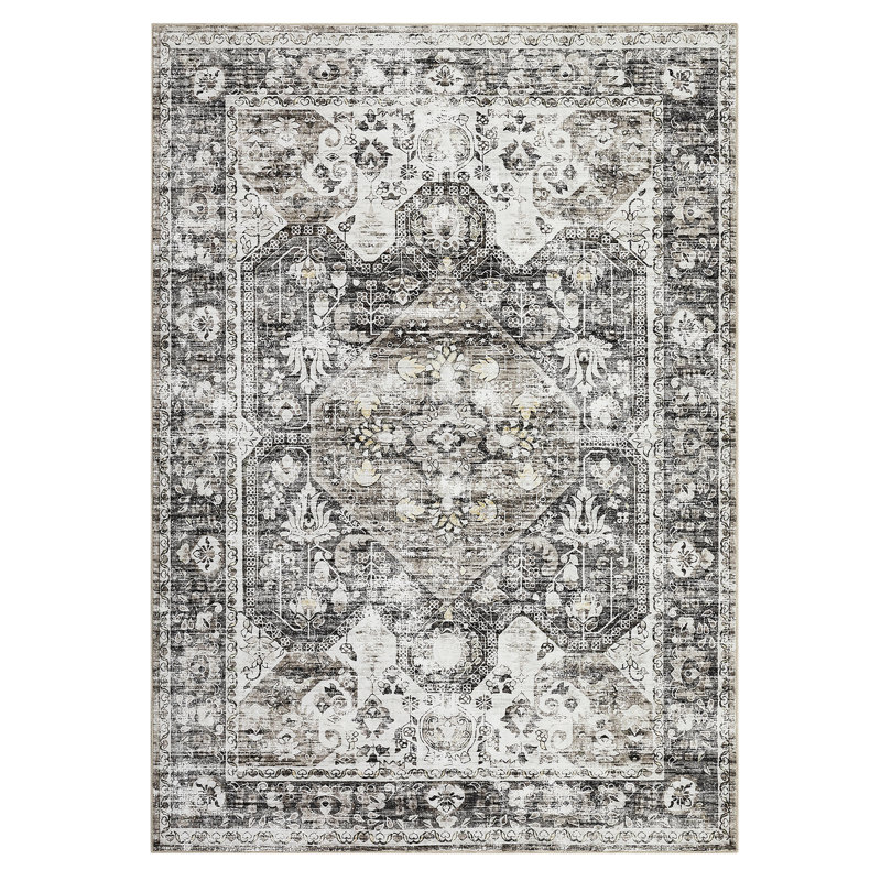 Tapis persan rétro Boho, tapis doux à poils courts et lavable pour chambre à coucher et salon, Rectangle 9 pi x 12 pi