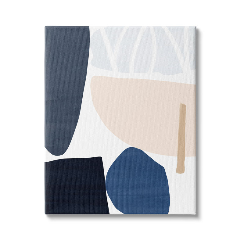 Abstrait, collage, forme moderne, bleu, rose, beige, noir, estampe numérique, art texturé par Victoria Barnes, Plaque de bois