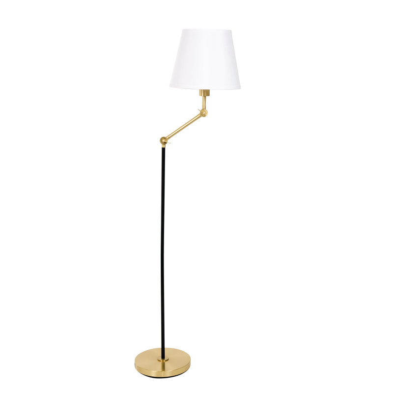 Swing Arm Floor Lamp, Black/Brushed Brass